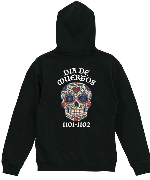 Ol' Basics(オールベーシックス)の「Ol' Basics(オール・ベーシックス) プルパーカー レディース ユニセックス スウェット 死者の日 ドクロ 骸骨 バックプリント プルオーバーパーカー フーディー スエット トップス アメカジ(パーカー・レディース・ミックスグレー/レッド/モスグリーン/ブラック・S)」の1枚目の写真