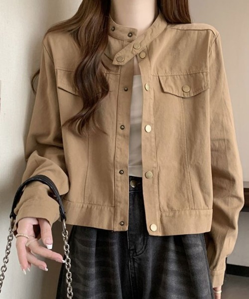 Flugge(フラッジー)の「ノーカラーボタンジャケット(その他アウター・レディース・ブラウン・LARGE/MEDIUM)」の2枚目の写真