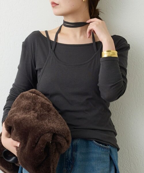 GALLARDAGALANTE(ガリャルダガランテ)の「カシミヤ混セットカットソー(Tシャツ/カットソー・レディース・アイボリー/イエロー/チャコールグレー・FREE)」の2枚目の写真