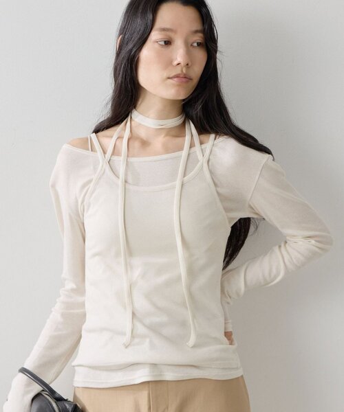 GALLARDAGALANTE(ガリャルダガランテ)の「カシミヤ混セットカットソー(Tシャツ/カットソー・レディース・アイボリー/イエロー/チャコールグレー・FREE)」の1枚目の写真