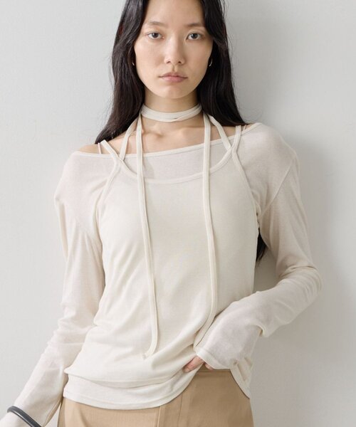 GALLARDAGALANTE(ガリャルダガランテ)の「カシミヤ混セットカットソー(Tシャツ/カットソー・レディース・アイボリー/イエロー/チャコールグレー・FREE)」の4枚目の写真