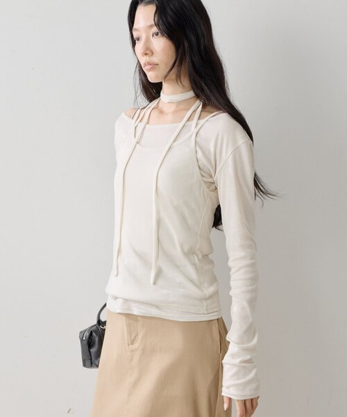 GALLARDAGALANTE(ガリャルダガランテ)の「カシミヤ混セットカットソー(Tシャツ/カットソー・レディース・アイボリー/イエロー/チャコールグレー・FREE)」の5枚目の写真