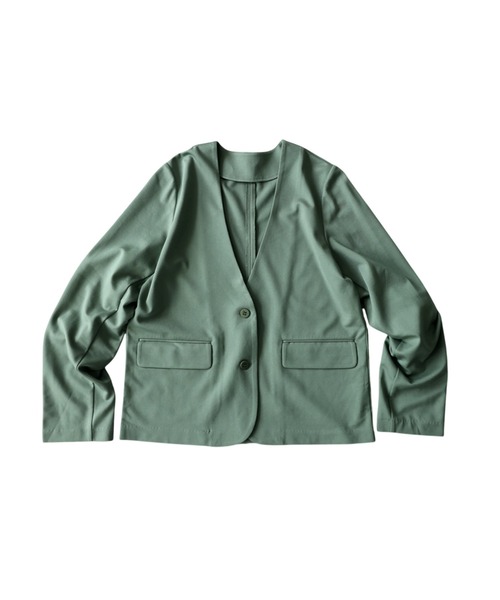 antiqua(アンティカ)の「接触冷感 ストレッチ ノーカラー スーツジャケット(ノーカラージャケット・レディース・アイボリー/グリーン/ネイビー/ブラック・L/M)」の7枚目の写真