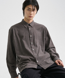 フェードサイドプリーツストライプシャツ_ヴィンテージパープル