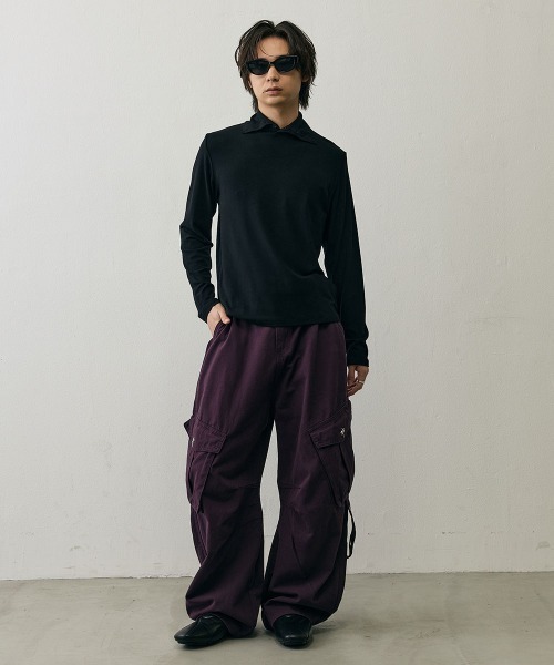 Shoowtime（ショウタイム）の「Slim Fit  Button Detail High Neck Long Sleeve Tee   / スリムフィットボタンディテールハイネックロングスリーブTシャツ（Tシャツ/カットソー・メンズ・ブラック/グレー・LARGE/MEDIUM/X-LARGE）」の14枚目の写真