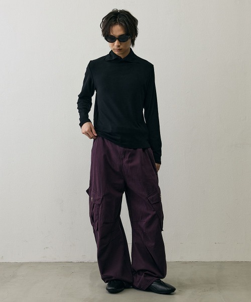 Shoowtime（ショウタイム）の「Slim Fit  Button Detail High Neck Long Sleeve Tee   / スリムフィットボタンディテールハイネックロングスリーブTシャツ（Tシャツ/カットソー・メンズ・ブラック/グレー・LARGE/MEDIUM/X-LARGE）」の15枚目の写真
