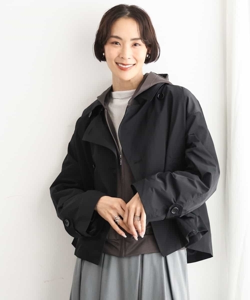 MICHEL KLEIN（ミッシェル・クラン）の「[定番]スタンドカラーショートブルゾン（ピーコート・レディース・ブラック/ベージュ・38）」の6枚目の写真