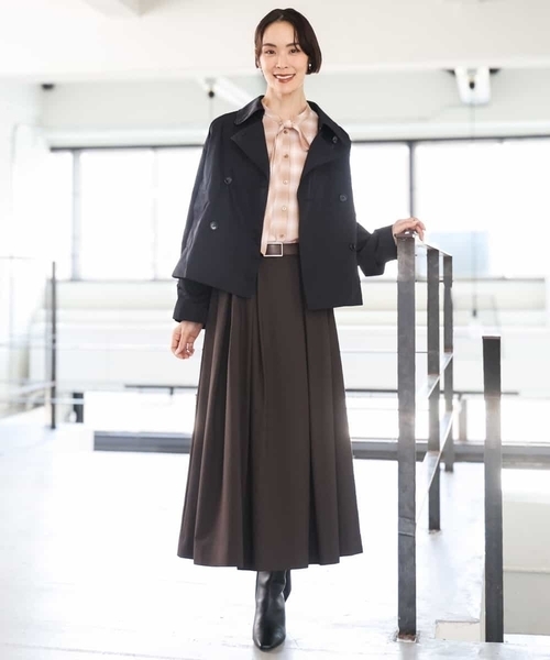 MICHEL KLEIN（ミッシェル・クラン）の「[定番]スタンドカラーショートブルゾン（ピーコート・レディース・ブラック/ベージュ・38）」の13枚目の写真