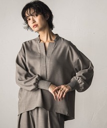 【一瞬で楽とキレイを叶える】ナチュラルストレッチスキッパーブラウス≪セットアップ対応≫