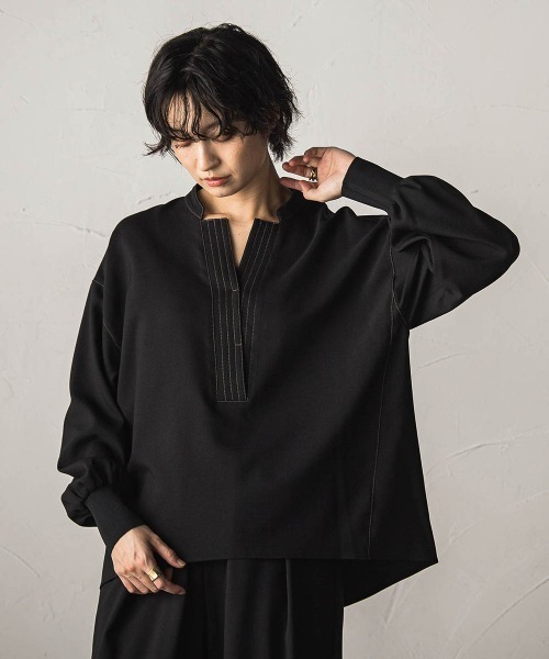 MAYSON GREY(メイソングレイ)の「【一瞬で楽とキレイを叶える】ナチュラルストレッチスキッパーブラウス≪セットアップ対応≫(シャツ/ブラウス・レディース・ベージュ/ブラック・M)」の15枚目の写真