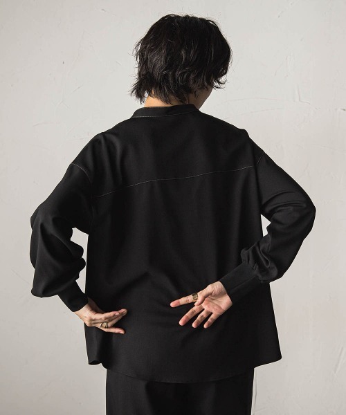 MAYSON GREY(メイソングレイ)の「【一瞬で楽とキレイを叶える】ナチュラルストレッチスキッパーブラウス≪セットアップ対応≫(シャツ/ブラウス・レディース・ベージュ/ブラック・M)」の17枚目の写真