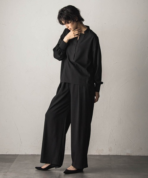 MAYSON GREY(メイソングレイ)の「【一瞬で楽とキレイを叶える】ナチュラルストレッチスキッパーブラウス≪セットアップ対応≫(シャツ/ブラウス・レディース・ベージュ/ブラック・M)」の21枚目の写真