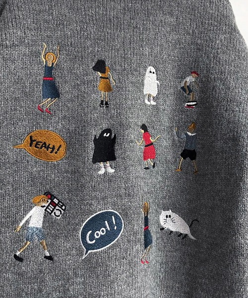 Doux Belle(ドゥーベル)の「刺繍入りデザインニット(ニット/セーター・レディース・グレー/ベージュ・FREE)」の6枚目の写真