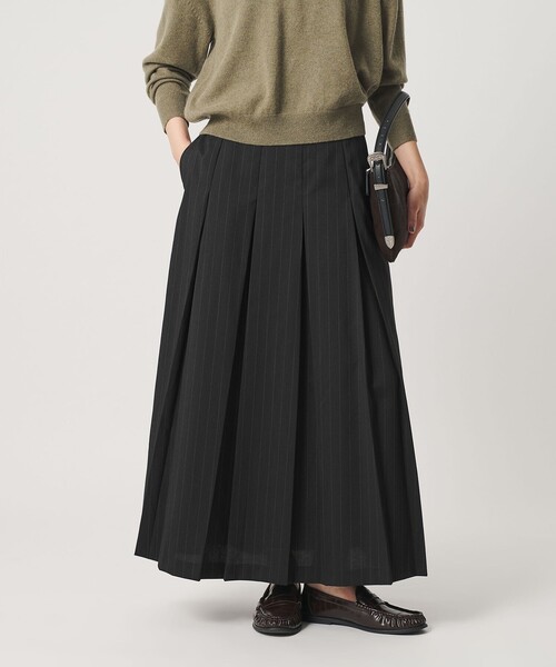 BEAUTY&YOUTH UNITED ARROWS(ビューティーアンドユースユナイテッドアローズ)の「ソリッド&ストライプ ワイドプリーツスカート(スカート・レディース・ダークグレー/ブラック・M/XS/S)」の1枚目の写真