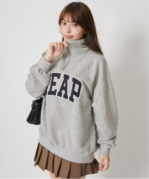 GORGE(ゴージ)の「カレッジロゴ ハーフジップ裏毛トップス|全3色(Tシャツ/カットソー・レディース・ブラック/レッド/杢グレー・F)」の20枚目の写真