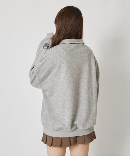 GORGE(ゴージ)の「カレッジロゴ ハーフジップ裏毛トップス|全3色(Tシャツ/カットソー・レディース・ブラック/レッド/杢グレー・F)」の22枚目の写真