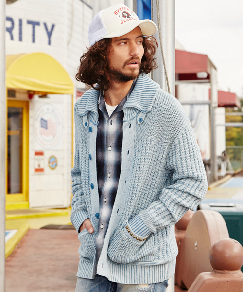 HYSTERIC GLAMOUR（ヒステリックグラマー）の「ORIGINAL BLUES×HYSTERIC ドンキーJK（カーディガン/ボレロ・メンズ・インディゴブルー/ブラック/ダークインディゴブルー・MEDIUM/SMALL/LARGE）」の3枚目の写真