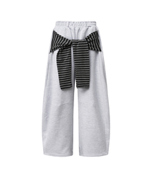 ABEEHUMS（アビハムズ）の「クロスストラップ ワイドスウェットパンツ ABH367-372 メランジホワイト（スウェットパンツ）」