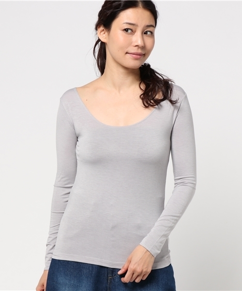 KOBE LETTUCE（コウベレタス）の「[ &HEAT ]選べるタイプ あったかベーシックインナートップス（インナーウェア/肌着・レディース・モカ/ネイビー/ブルー系その他/オフホワイト/ブラック系その他/マスタード/ブラック/グレー系その他/ピンクベージュ/ホワイト系その他/ボルドー/レンガ/グレー/チャコールグレー/ベージュ系その他/ベージュ系その他2/グレー系その他5/ホワイト系その他2/グレー系その他4/ブラック系その他3/グレー系その他2/イエロー系その他/ブラック系その他2/ブルー系その他2/レッド系その他/ホワイト系その他3/グリーン系その他2/ピンク系その他/グリーン系その他/グレー×ホワイト/ホワイト系その他4/ホワイト系その他5/ブラック系その他4/ブラック系その他5/グレー系その他6/グレー系その他7/ベージュ系その他3/グリーン系その他3/ブルー系その他3/イエロー系その他2/ピンク系その他2/レッド系その他2/グレイッシュベージュ/ベージュ系その他4/ベージュ系その他5・LARGE/MEDIUM/X-LARGE）」の15枚目の写真