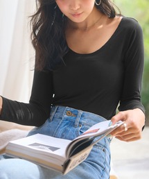 KOBE LETTUCE | 寒い冬も快適に+4.2℃！[M/L]発熱長袖UネックロングTシャツ/ヒートインナー/神戸レタス[H500](インナーウェア/肌着)