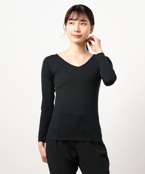 KOBE LETTUCE（コウベレタス）の「[ &HEAT ]選べるタイプ あったかベーシックインナートップス（インナーウェア/肌着・レディース・モカ/ネイビー/ブルー系その他/オフホワイト/ブラック系その他/マスタード/ブラック/グレー系その他/ピンクベージュ/ホワイト系その他/ボルドー/レンガ/グレー/チャコールグレー/ベージュ系その他/ベージュ系その他2/グレー系その他5/ホワイト系その他2/グレー系その他4/ブラック系その他3/グレー系その他2/イエロー系その他/ブラック系その他2/ブルー系その他2/レッド系その他/ホワイト系その他3/グリーン系その他2/ピンク系その他/グリーン系その他/グレー×ホワイト/ホワイト系その他4/ホワイト系その他5/ブラック系その他4/ブラック系その他5/グレー系その他6/グレー系その他7/ベージュ系その他3/グリーン系その他3/ブルー系その他3/イエロー系その他2/ピンク系その他2/レッド系その他2/グレイッシュベージュ/ベージュ系その他4/ベージュ系その他5・LARGE/MEDIUM/X-LARGE）」の12枚目の写真