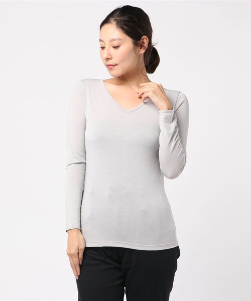 KOBE LETTUCE（コウベレタス）の「[ &HEAT ]選べるタイプ あったかベーシックインナートップス（インナーウェア/肌着・レディース・モカ/ネイビー/ブルー系その他/オフホワイト/ブラック系その他/マスタード/ブラック/グレー系その他/ピンクベージュ/ホワイト系その他/ボルドー/レンガ/グレー/チャコールグレー/ベージュ系その他/ベージュ系その他2/グレー系その他5/ホワイト系その他2/グレー系その他4/ブラック系その他3/グレー系その他2/イエロー系その他/ブラック系その他2/ブルー系その他2/レッド系その他/ホワイト系その他3/グリーン系その他2/ピンク系その他/グリーン系その他/グレー×ホワイト/ホワイト系その他4/ホワイト系その他5/ブラック系その他4/ブラック系その他5/グレー系その他6/グレー系その他7/ベージュ系その他3/グリーン系その他3/ブルー系その他3/イエロー系その他2/ピンク系その他2/レッド系その他2/グレイッシュベージュ/ベージュ系その他4/ベージュ系その他5・LARGE/MEDIUM/X-LARGE）」の22枚目の写真