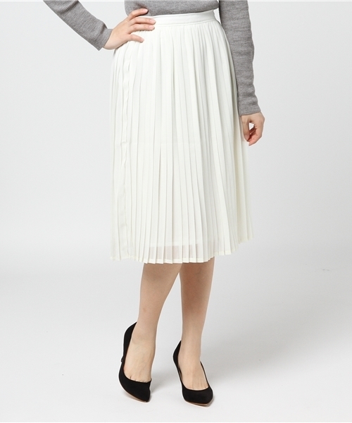 MERLOT（メルロー）の「シフォンプリーツミモレスカート575-7527TK（スカート・レディース・ブルー/ピンク/ベージュ/アイボリー/ブラック/カーキ・FREE）」の20枚目の写真