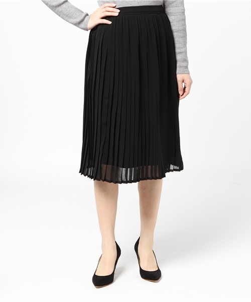 MERLOT（メルロー）の「シフォンプリーツミモレスカート575-7527TK（スカート・レディース・ブルー/ピンク/ベージュ/アイボリー/ブラック/カーキ・FREE）」の21枚目の写真