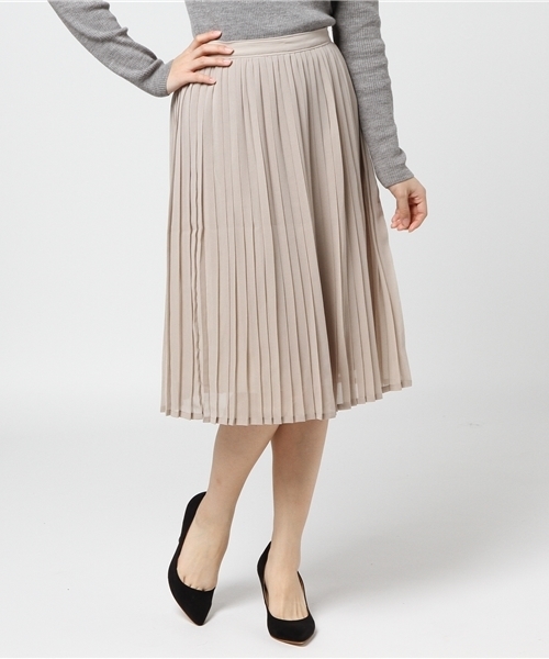 MERLOT（メルロー）の「シフォンプリーツミモレスカート575-7527TK（スカート・レディース・ブルー/ピンク/ベージュ/アイボリー/ブラック/カーキ・FREE）」の14枚目の写真