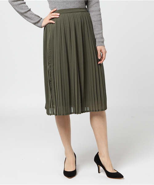 MERLOT（メルロー）の「シフォンプリーツミモレスカート575-7527TK（スカート・レディース・ブルー/ピンク/ベージュ/アイボリー/ブラック/カーキ・FREE）」の15枚目の写真