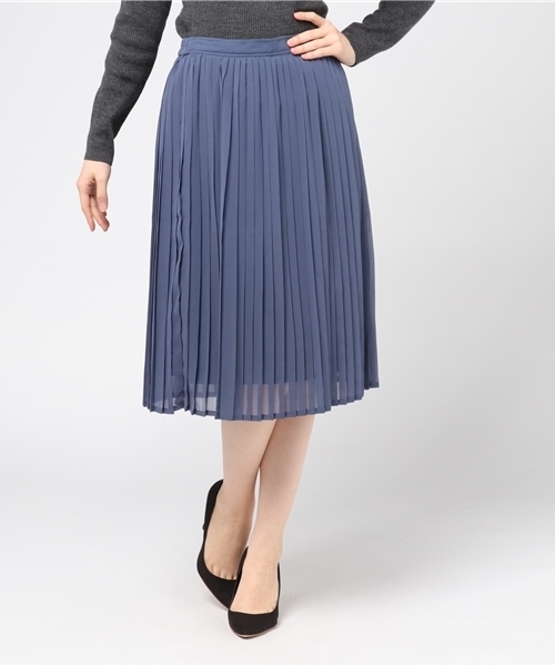 MERLOT（メルロー）の「シフォンプリーツミモレスカート575-7527TK（スカート・レディース・ブルー/ピンク/ベージュ/アイボリー/ブラック/カーキ・FREE）」の16枚目の写真