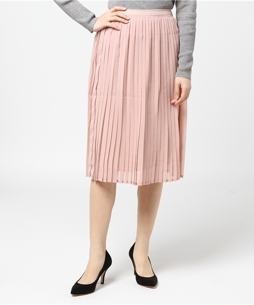 MERLOT（メルロー）の「シフォンプリーツミモレスカート575-7527TK（スカート・レディース・ブルー/ピンク/ベージュ/アイボリー/ブラック/カーキ・FREE）」の17枚目の写真