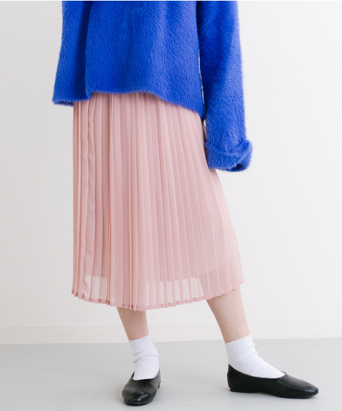 MERLOT（メルロー）の「シフォンプリーツミモレスカート575-7527TK（スカート・レディース・ブルー/ピンク/ベージュ/アイボリー/ブラック/カーキ・FREE）」の19枚目の写真