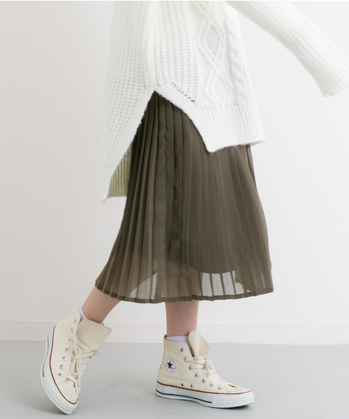 MERLOT（メルロー）の「シフォンプリーツミモレスカート575-7527TK（スカート・レディース・ブルー/ピンク/ベージュ/アイボリー/ブラック/カーキ・FREE）」の22枚目の写真