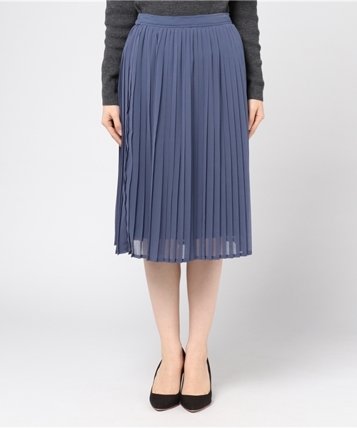 MERLOT（メルロー）の「シフォンプリーツミモレスカート575-7527TK（スカート・レディース・ブルー/ピンク/ベージュ/アイボリー/ブラック/カーキ・FREE）」の7枚目の写真