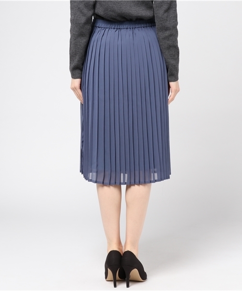 MERLOT（メルロー）の「シフォンプリーツミモレスカート575-7527TK（スカート・レディース・ブルー/ピンク/ベージュ/アイボリー/ブラック/カーキ・FREE）」の9枚目の写真