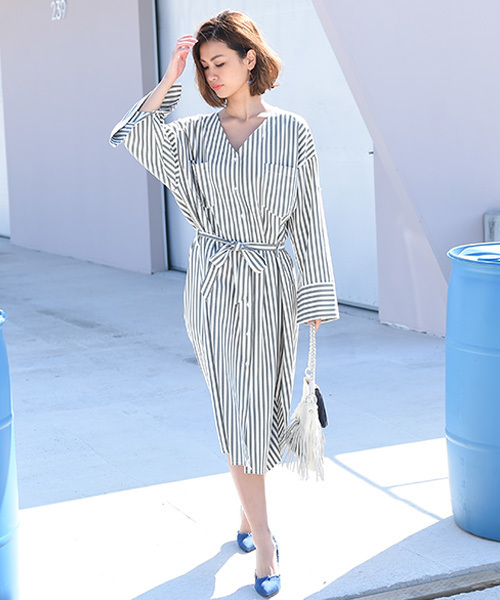 Eldia'lu（エルディアル）の「2wayストライプロングワンピース（ワンピース・レディース・ピンク/グリーン・MEDIUM）」の3枚目の写真