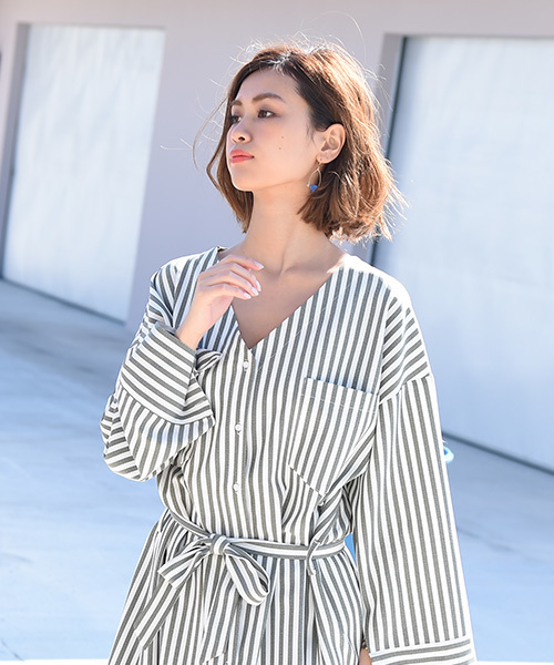 Eldia'lu（エルディアル）の「2wayストライプロングワンピース（ワンピース・レディース・ピンク/グリーン・MEDIUM）」の4枚目の写真