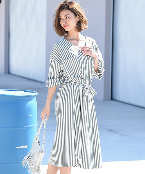 Eldia'lu（エルディアル）の「2wayストライプロングワンピース（ワンピース・レディース・ピンク/グリーン・MEDIUM）」の5枚目の写真
