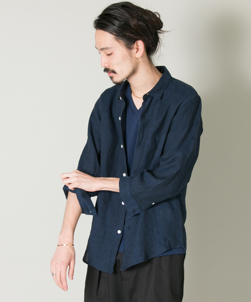URBAN RESEARCH（アーバンリサーチ）の「UR EUROPEAN LINEN SHIRT（シャツ/ブラウス・メンズ・ピンク/ストライプ/ブルー/ホワイト/グリーン/その他2/その他1/ネイビー/ドット/ライトブルー・LARGE/SMALL/MEDIUM）」の5枚目の写真