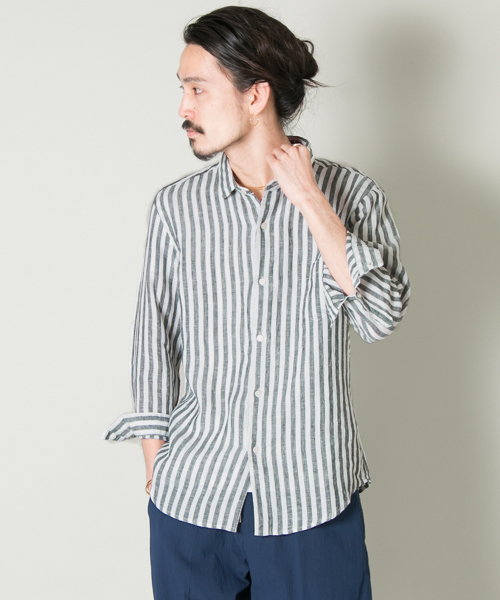 URBAN RESEARCH（アーバンリサーチ）の「UR EUROPEAN LINEN SHIRT（シャツ/ブラウス・メンズ・ピンク/ストライプ/ブルー/ホワイト/グリーン/その他2/その他1/ネイビー/ドット/ライトブルー・LARGE/SMALL/MEDIUM）」の9枚目の写真