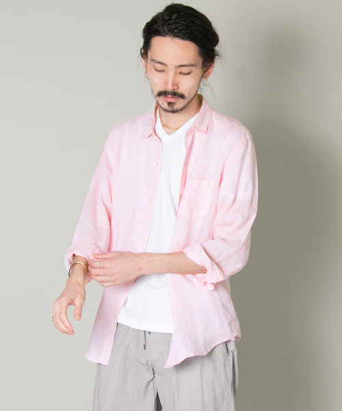URBAN RESEARCH（アーバンリサーチ）の「UR EUROPEAN LINEN SHIRT（シャツ/ブラウス・メンズ・ピンク/ストライプ/ブルー/ホワイト/グリーン/その他2/その他1/ネイビー/ドット/ライトブルー・LARGE/SMALL/MEDIUM）」の7枚目の写真