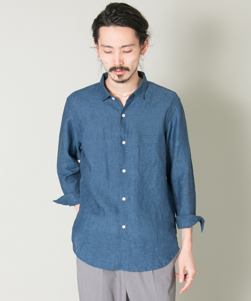 URBAN RESEARCH（アーバンリサーチ）の「UR EUROPEAN LINEN SHIRT（シャツ/ブラウス・メンズ・ピンク/ストライプ/ブルー/ホワイト/グリーン/その他2/その他1/ネイビー/ドット/ライトブルー・LARGE/SMALL/MEDIUM）」の6枚目の写真