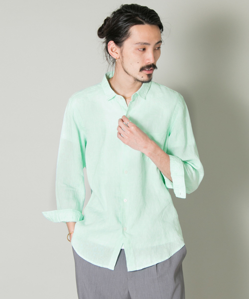 URBAN RESEARCH（アーバンリサーチ）の「UR EUROPEAN LINEN SHIRT（シャツ/ブラウス・メンズ・ピンク/ストライプ/ブルー/ホワイト/グリーン/その他2/その他1/ネイビー/ドット/ライトブルー・LARGE/SMALL/MEDIUM）」の3枚目の写真