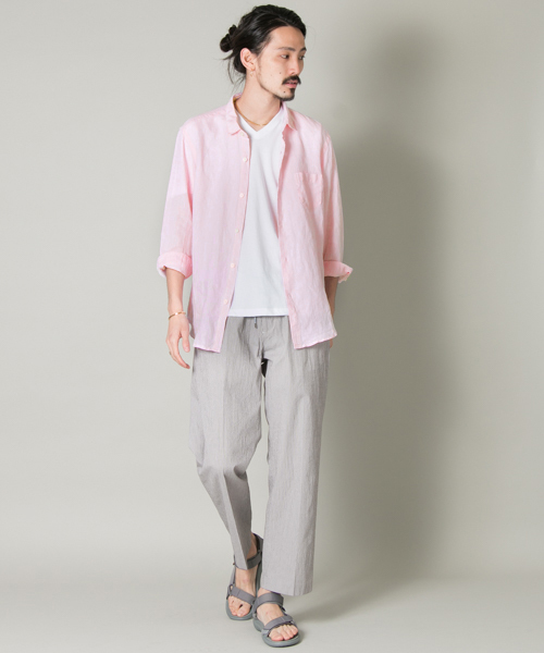 URBAN RESEARCH（アーバンリサーチ）の「UR EUROPEAN LINEN SHIRT（シャツ/ブラウス・メンズ・ピンク/ストライプ/ブルー/ホワイト/グリーン/その他2/その他1/ネイビー/ドット/ライトブルー・LARGE/SMALL/MEDIUM）」の18枚目の写真