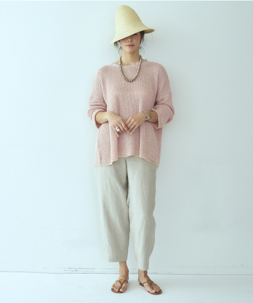 SEA（シー）の「シルクリネンプレーティングカットオフオーバーニット  