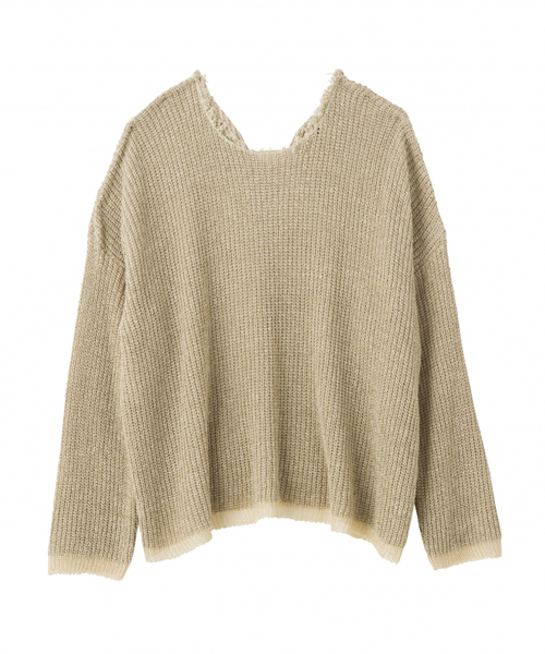 SEA（シー）の「シルクリネンプレーティングカットオフオーバーニット  