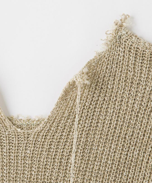 SEA（シー）の「シルクリネンプレーティングカットオフオーバーニット  