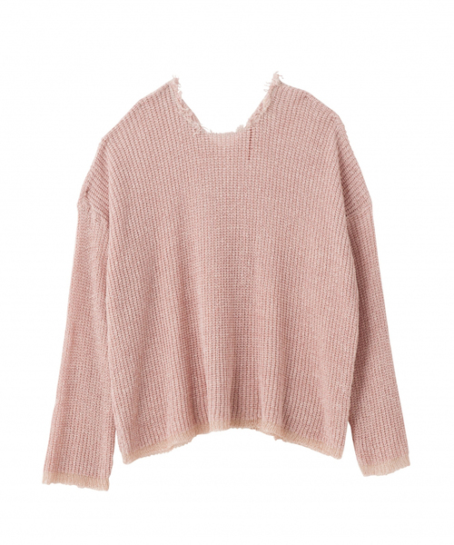 SEA（シー）の「シルクリネンプレーティングカットオフオーバーニット  