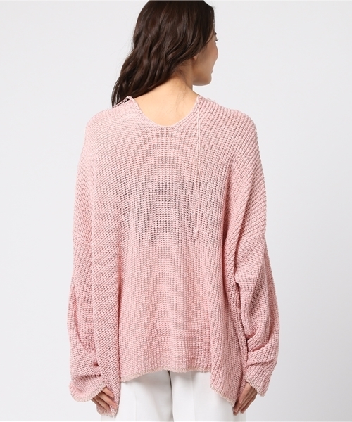 SEA（シー）の「シルクリネンプレーティングカットオフオーバーニット  